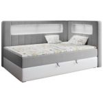 Łóżko młodzieżowe JUNIOR GOLD 3 90x200 - H3 - szary, biały, welwet, ekoskóra - strona prawa