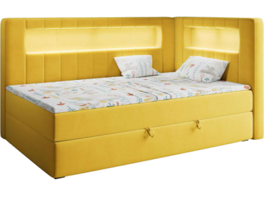 Łóżko młodzieżowe JUNIOR GOLD 3 90x200 - H3 - żółty, welwet - strona prawa