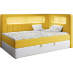 Łóżko młodzieżowe JUNIOR GOLD 3 90x200 - H3 - żółty, biały, welwet, ekoskóra - strona prawa