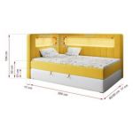 Łóżko młodzieżowe JUNIOR GOLD 3 90x200 - H3 - żółty, biały, welwet, ekoskóra - strona prawa