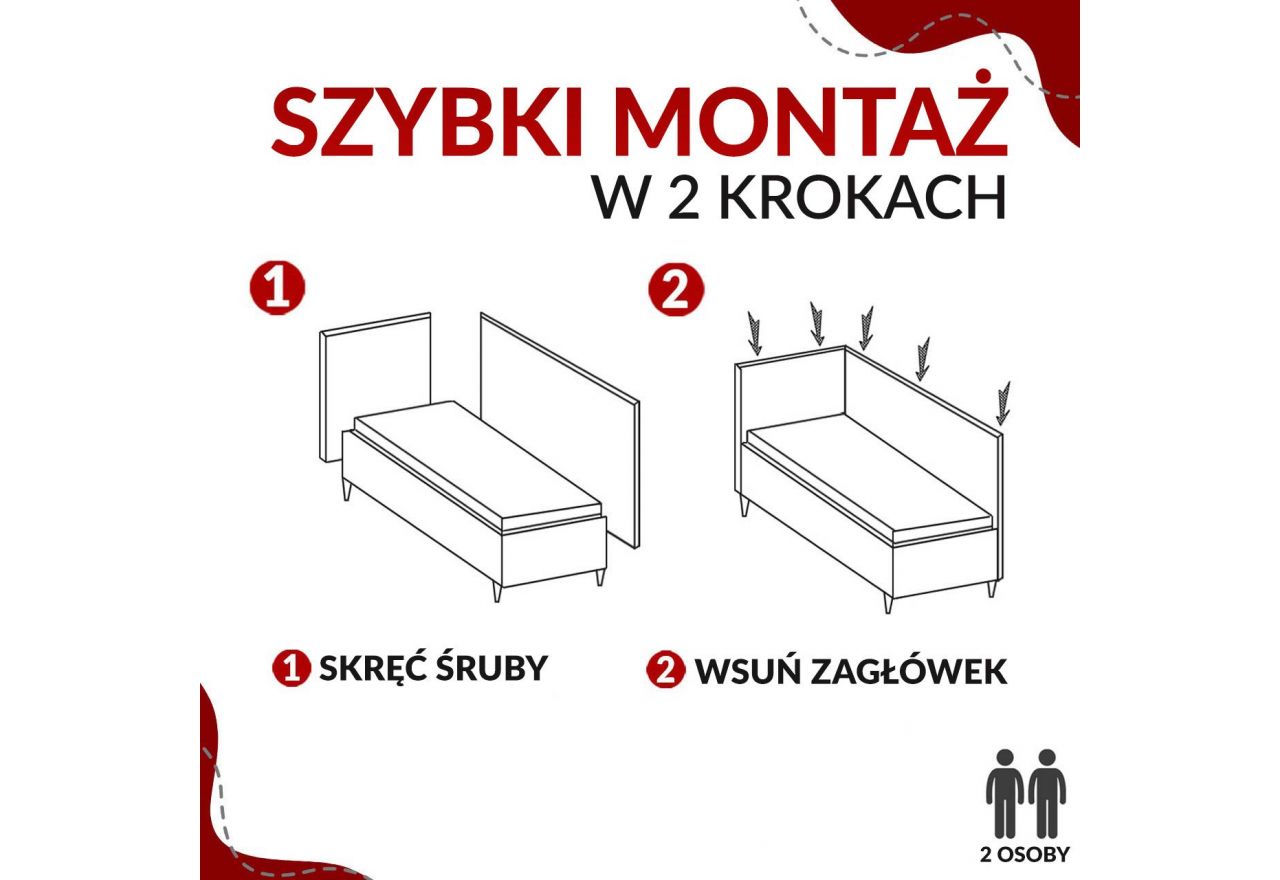 Łóżko młodzieżowe JUNIOR GOLD 3 90x200 - H3 - żółty, biały, welwet, ekoskóra - strona prawa