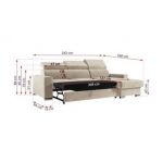 Narożnik FOX L - uniwersalny - beżowy, welwet