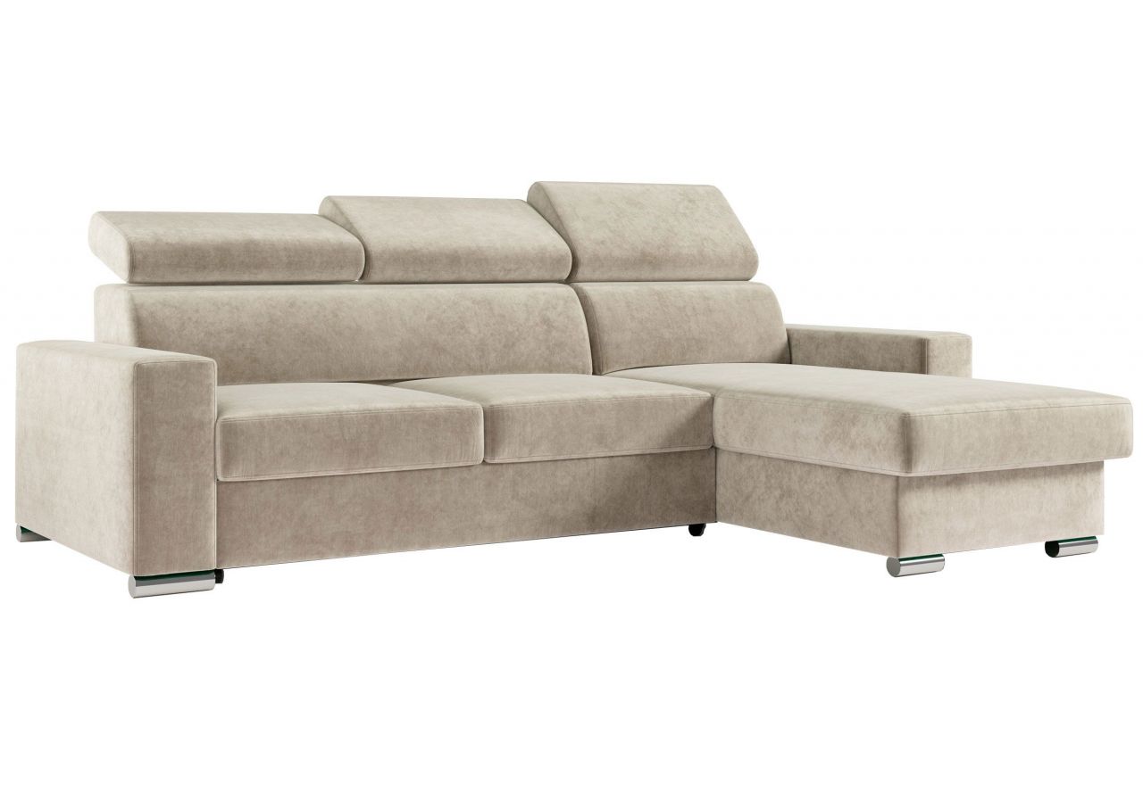 Narożnik FOX L - uniwersalny - beżowy, welwet