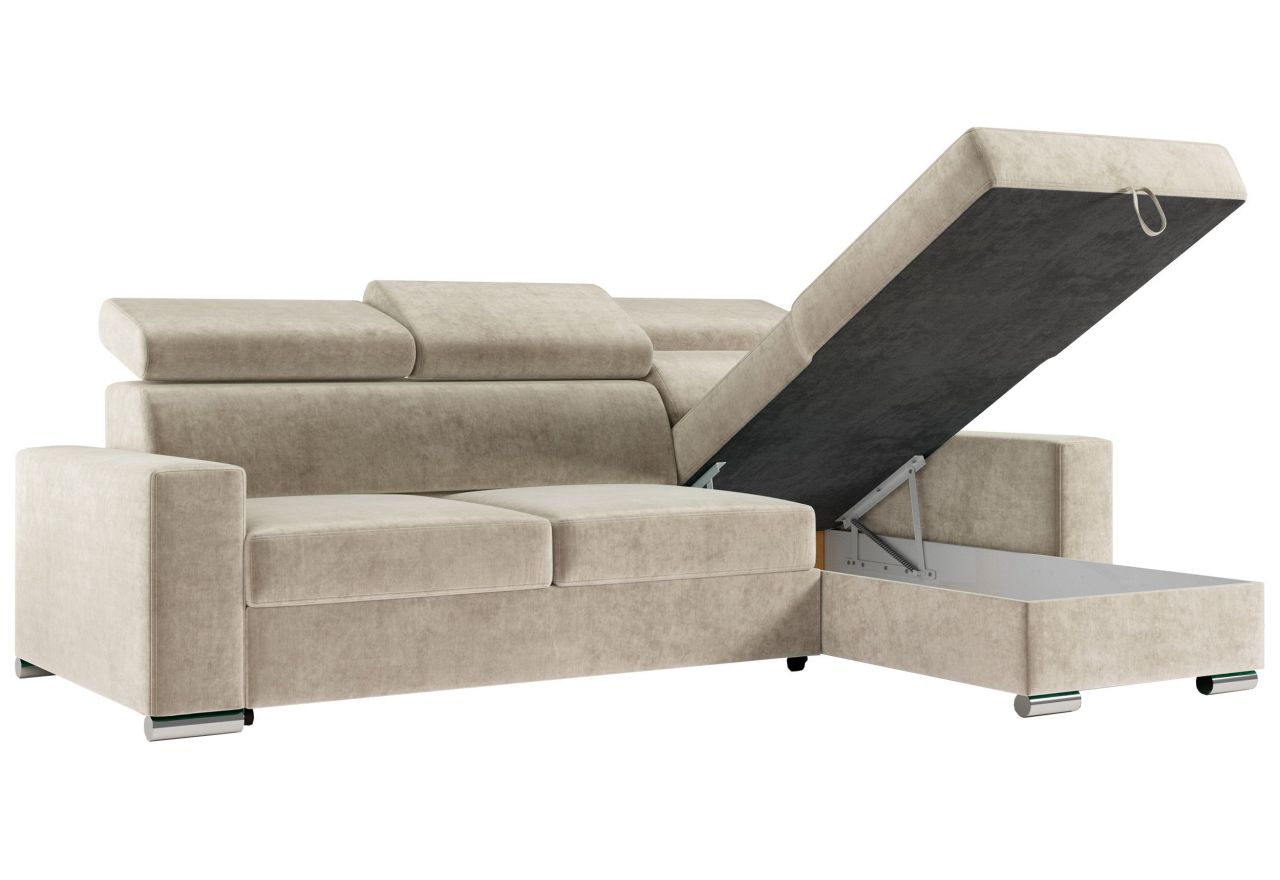 Narożnik FOX L - uniwersalny - beżowy, welwet