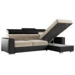 Narożnik FOX L - uniwersalny - beżowy, czarny, welwet, ekoskóra