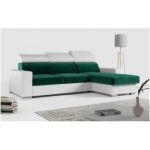 Narożnik FOX L - uniwersalny - ciemnozielony, biały, welwet, ekoskóra