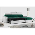 Narożnik FOX L - uniwersalny - ciemnozielony, biały, welwet, ekoskóra