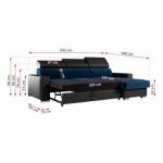 Narożnik FOX L - uniwersalny - ciemnoniebieski, czarny, welwet, ekoskóra