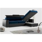 Narożnik FOX L - uniwersalny - ciemnoniebieski, czarny, welwet, ekoskóra