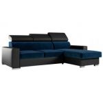 Narożnik FOX L - uniwersalny - ciemnoniebieski, czarny, welwet, ekoskóra