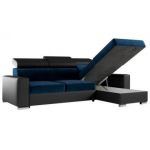 Narożnik FOX L - uniwersalny - ciemnoniebieski, czarny, welwet, ekoskóra