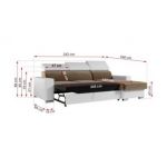 Narożnik FOX L - uniwersalny - brązowy, biały, welwet, ekoskóra