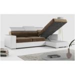 Narożnik FOX L - uniwersalny - brązowy, biały, welwet, ekoskóra