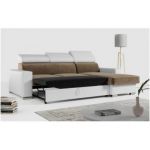 Narożnik FOX L - uniwersalny - brązowy, biały, welwet, ekoskóra