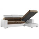 Narożnik FOX L - uniwersalny - brązowy, biały, welwet, ekoskóra