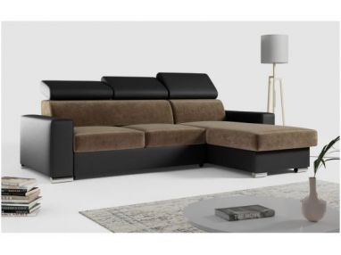 Narożnik FOX L - uniwersalny - brązowy, czarny, welwet, ekoskóra