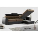 Narożnik FOX L - uniwersalny - brązowy, czarny, welwet, ekoskóra