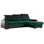 Narożnik FOX L - uniwersalny - ciemnozielony, czarny, welwet, ekoskóra