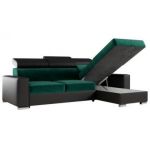 Narożnik FOX L - uniwersalny - ciemnozielony, czarny, welwet, ekoskóra