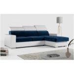 Narożnik FOX L - uniwersalny - ciemnoniebieski, biały, welwet, ekoskóra