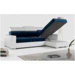 Narożnik FOX L - uniwersalny - ciemnoniebieski, biały, welwet, ekoskóra