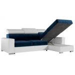 Narożnik FOX L - uniwersalny - ciemnoniebieski, biały, welwet, ekoskóra