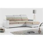 Narożnik FOX L - uniwersalny - beżowy, biały, welwet, ekoskóra