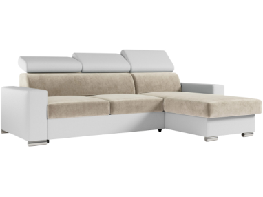 Narożnik FOX L - uniwersalny - beżowy, biały, welwet, ekoskóra