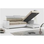 Narożnik FOX L - uniwersalny - beżowy, biały, welwet, ekoskóra