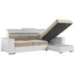 Narożnik FOX L - uniwersalny - beżowy, biały, welwet, ekoskóra