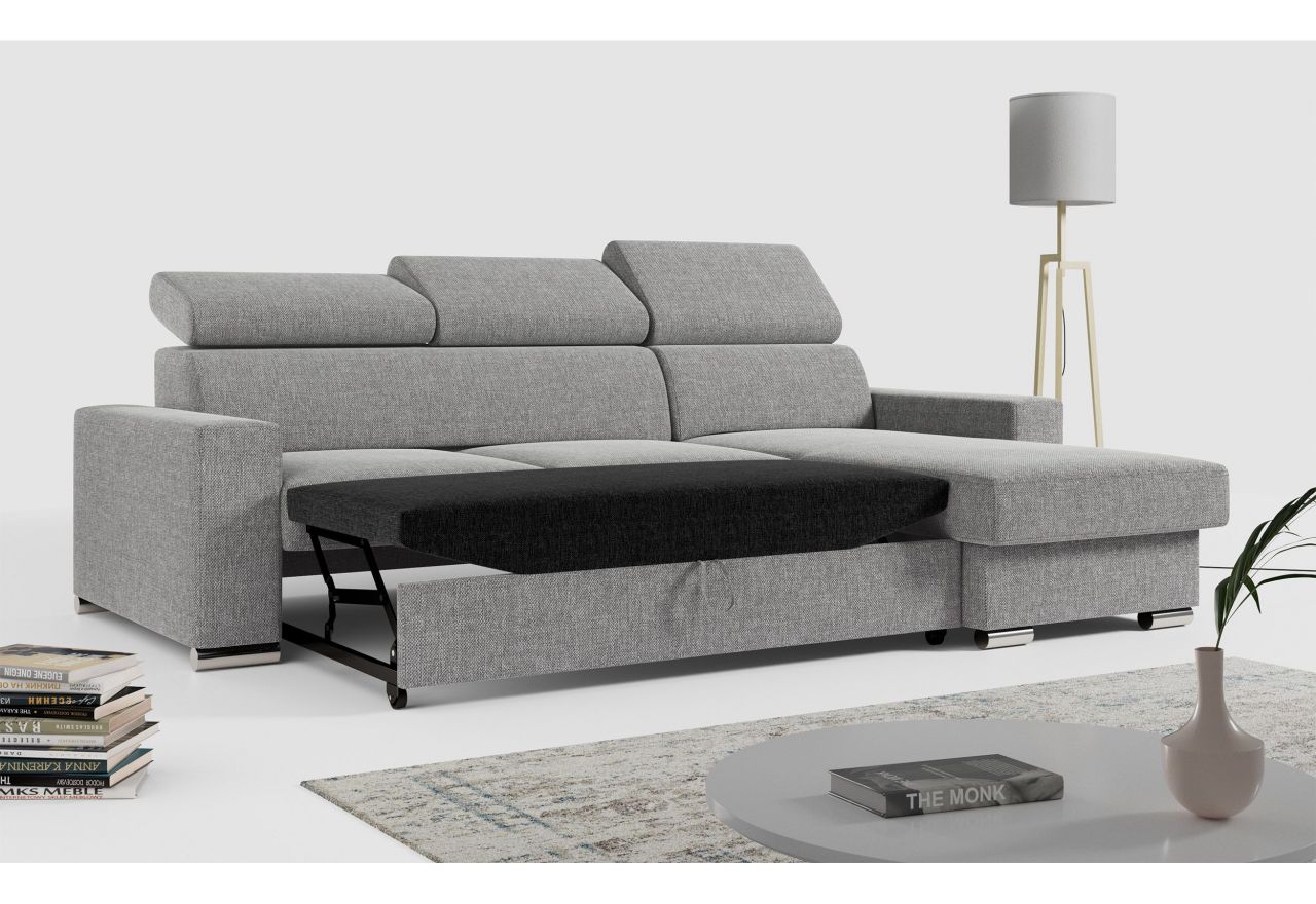 Narożnik FOX L - uniwersalny - jasnoszary, struktura