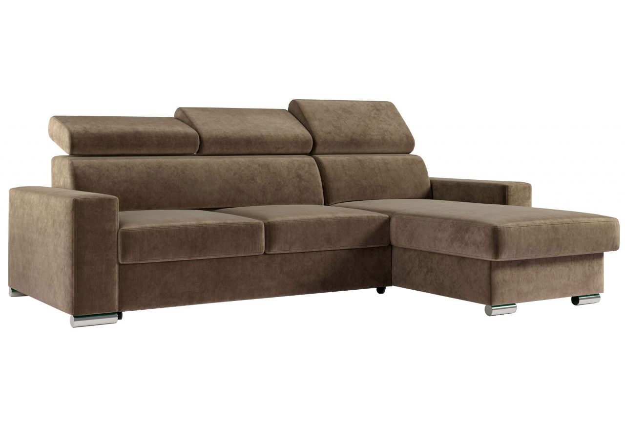 Narożnik FOX L - uniwersalny - brązowy, welwet