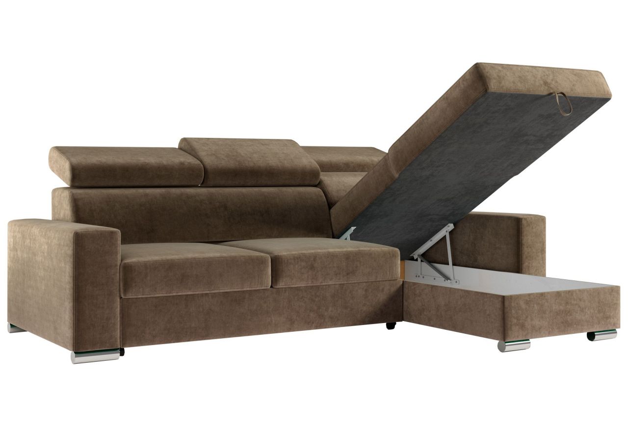 Narożnik FOX L - uniwersalny - brązowy, welwet