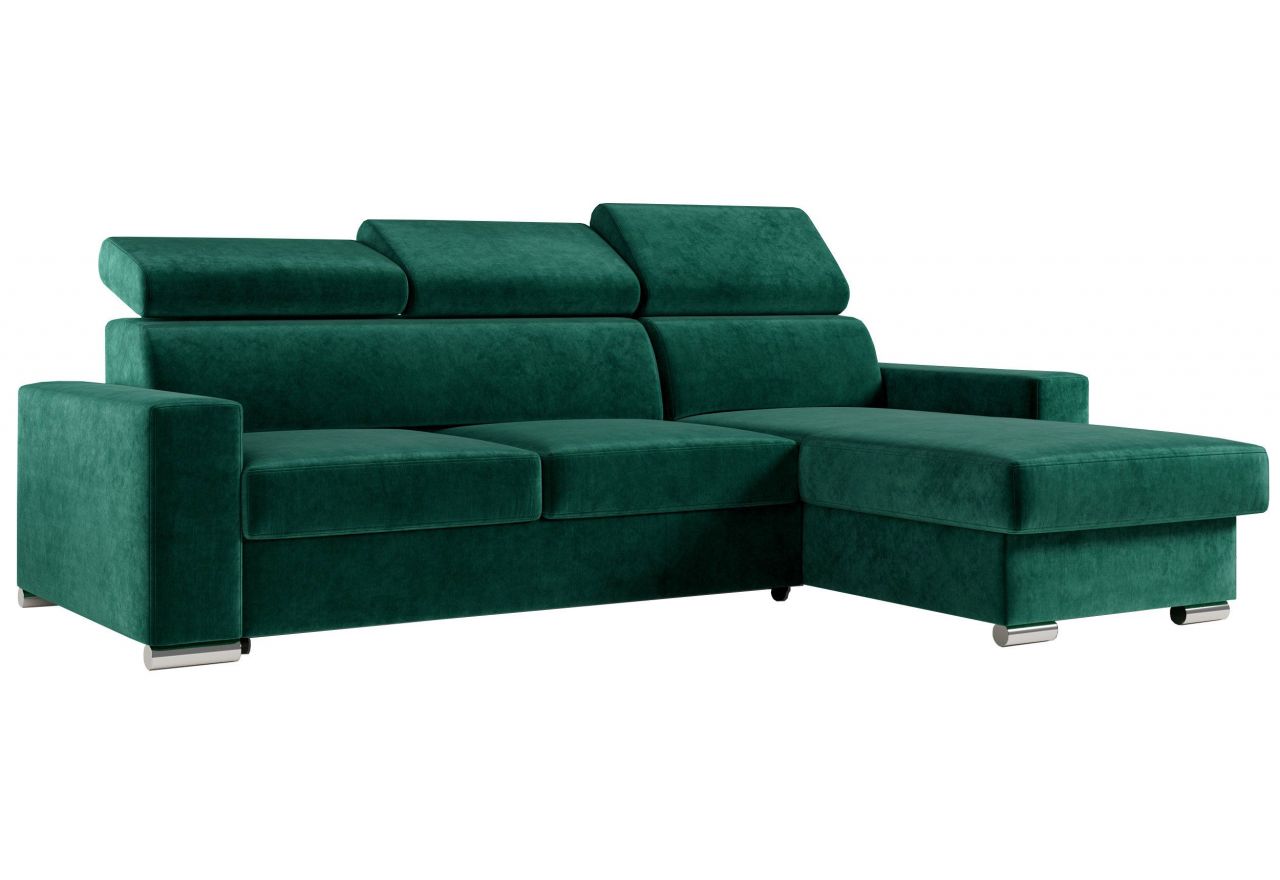 Narożnik FOX L - uniwersalny - ciemnozielony, welwet