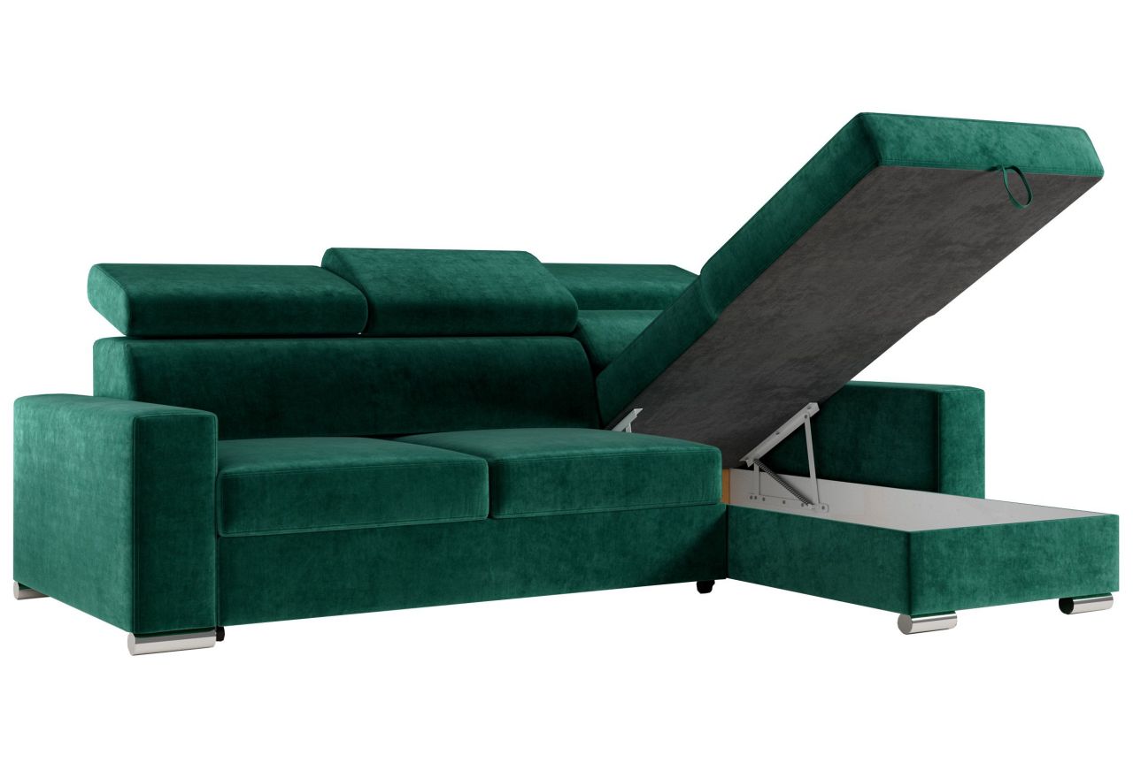 Narożnik FOX L - uniwersalny - ciemnozielony, welwet