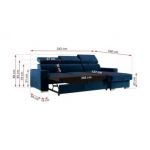 Narożnik FOX L - uniwersalny - ciemnoniebieski, welwet