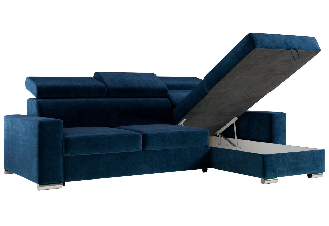 Narożnik FOX L - uniwersalny - ciemnoniebieski, welwet