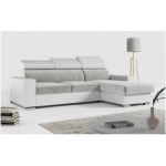 Narożnik FOX L - uniwersalny - jasnoszary, biały, welwet, ekoskóra