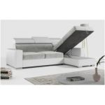 Narożnik FOX L - uniwersalny - jasnoszary, biały, welwet, ekoskóra