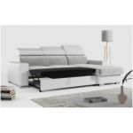 Narożnik FOX L - uniwersalny - jasnoszary, biały, welwet, ekoskóra