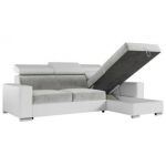 Narożnik FOX L - uniwersalny - jasnoszary, biały, welwet, ekoskóra