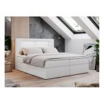 Łóżko kontynentalne GOLD 5 180x200 - Soft 17 - biała ekoskóra - OUTLETU