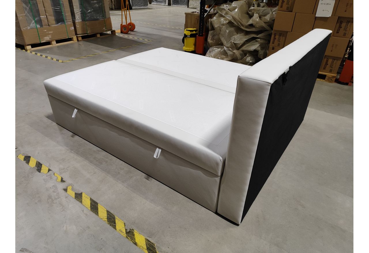 Łóżko kontynentalne GOLD 5 180x200 - Soft 17 - biała ekoskóra - OUTLETU