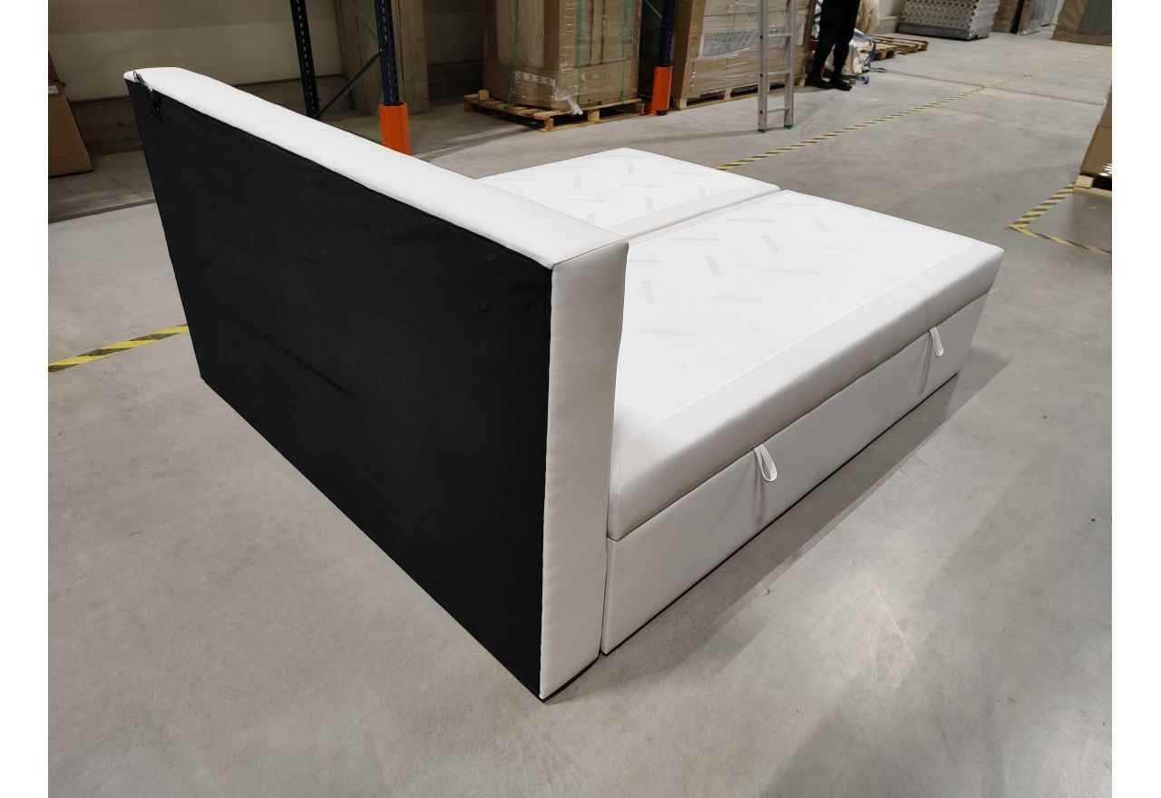 Łóżko kontynentalne GOLD 5 180x200 - Soft 17 - biała ekoskóra - OUTLETU