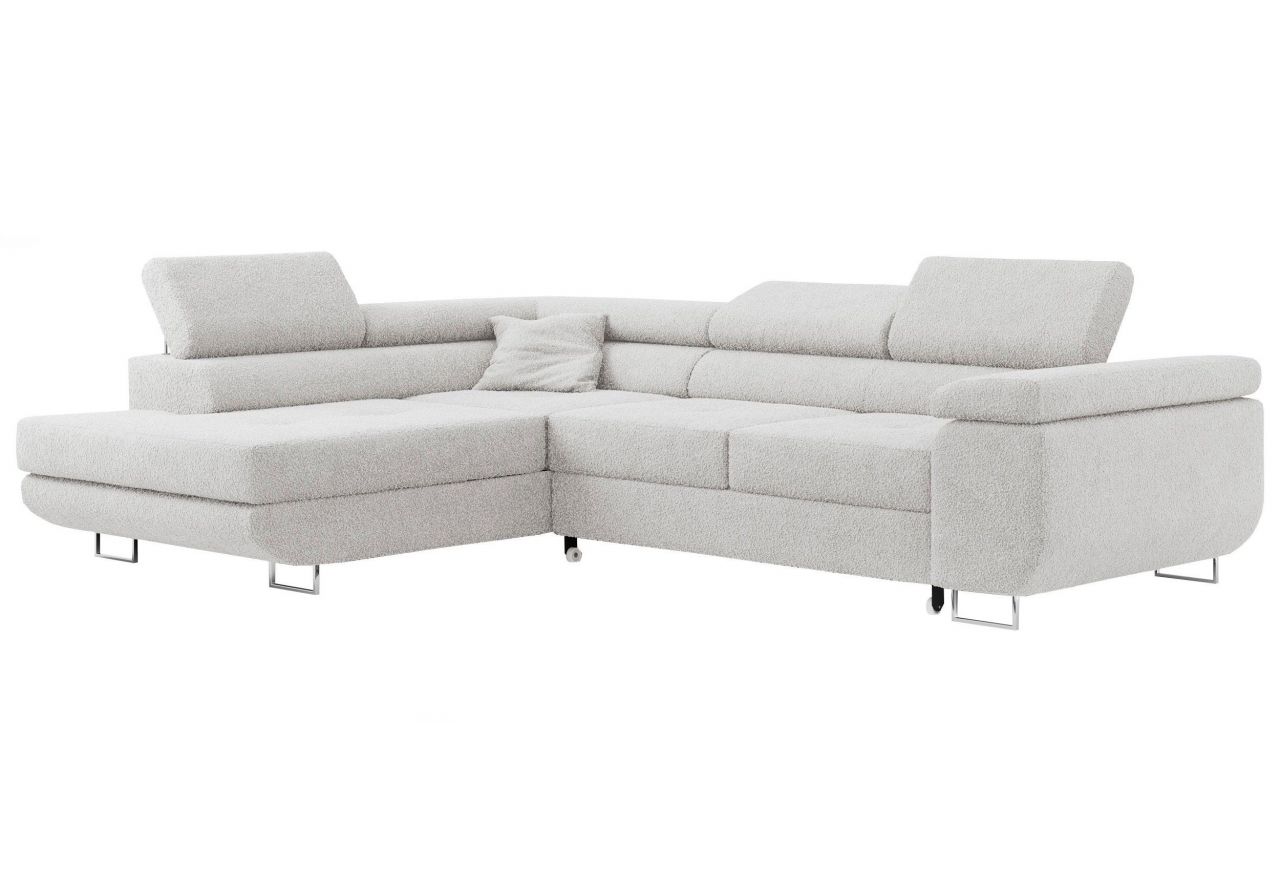 Narożnik GUSTAW L - strona lewa - jasnoszary, boucle