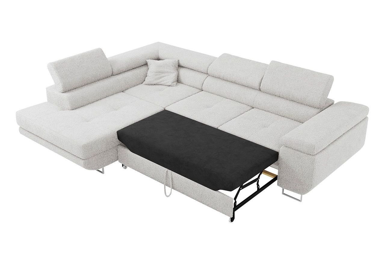 Narożnik GUSTAW L - strona lewa - jasnoszary, boucle