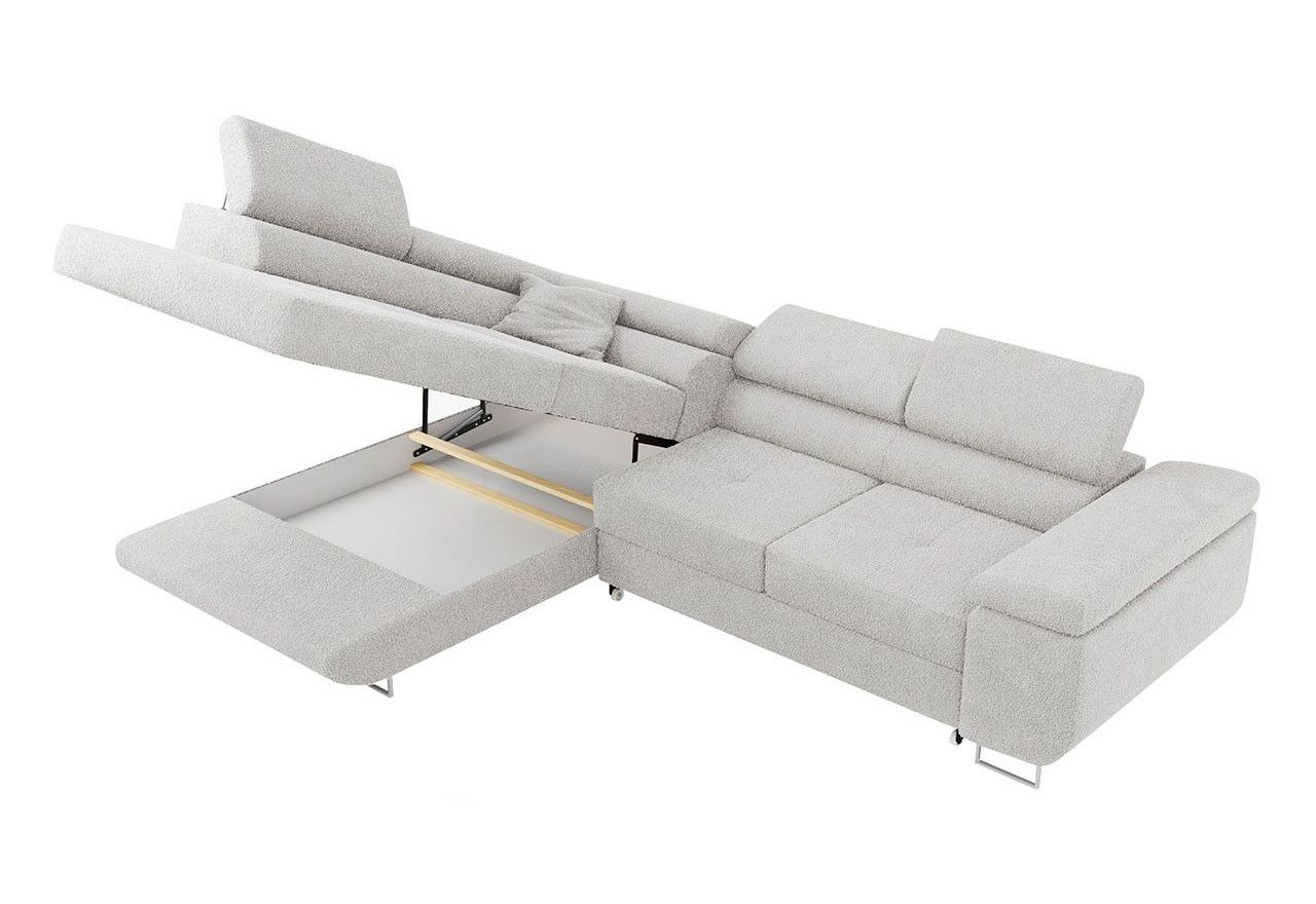 Narożnik GUSTAW L - strona lewa - jasnoszary, boucle