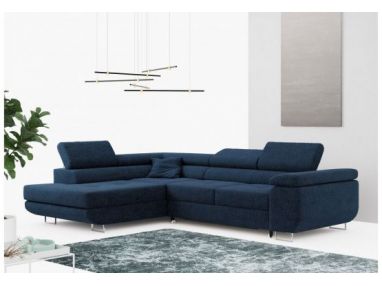 Narożnik GUSTAW L - strona lewa - ciemnoniebieski, boucle