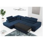 Narożnik GUSTAW L - strona lewa - ciemnoniebieski, boucle