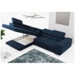 Narożnik GUSTAW L - strona lewa - ciemnoniebieski, boucle